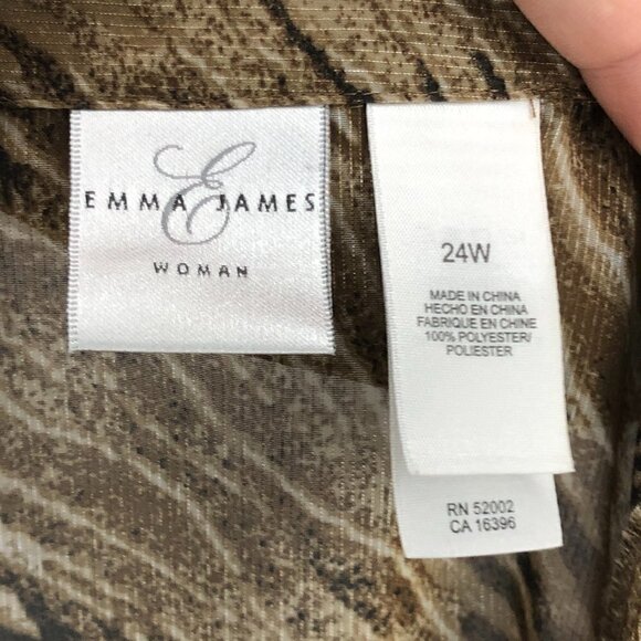 Emma James Animal Print Sheer Wrap Blouse & Brown Sheer Tank Top Size 24W - Picture 4 of 6